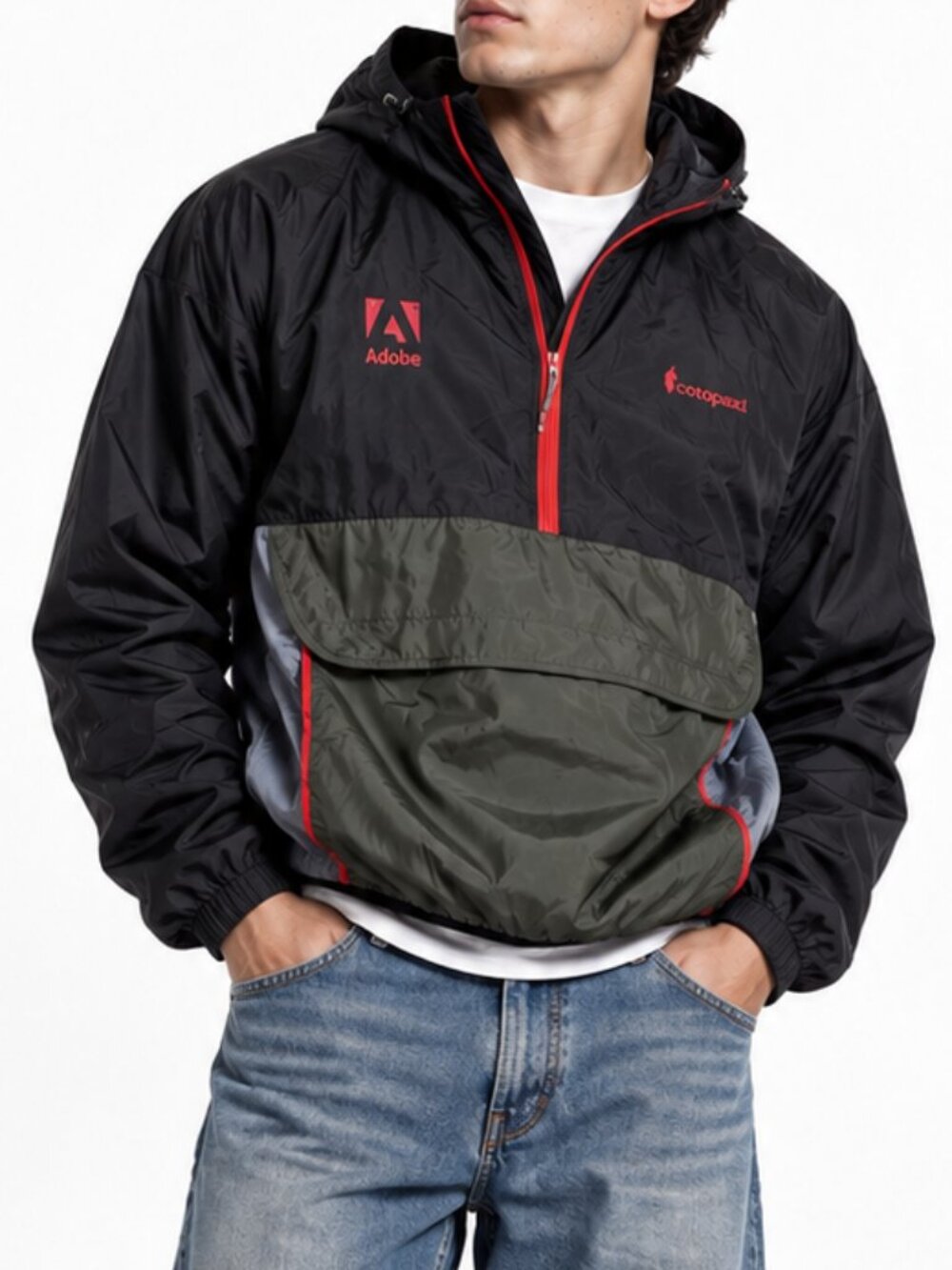 COTOPAXI Teca Half Zip Hooded Windbreaker Black Green Large